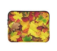 Zipper Laptop Messenger Bag, Case Sleeve Suitable for 15 in to 16 in Notebook Bag, Shoulder Strap Tablet Briefcase Print Autumn Fallen Autumn Leaves Red Yellow Green Leaves