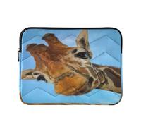 Zipper Laptop Messenger Bag, Case Sleeve Suitable for 15 in to 16 in Notebook Bag, Shoulder Strap Tablet Briefcase Print Cute Giraffe Head Against Blue Sky Fine Weather