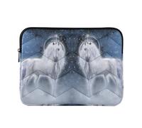Zipper Laptop Messenger Bag, Case Sleeve Suitable for 15 in to 16 in Notebook Bag, Shoulder Strap Tablet Briefcase Print Fantasy White Unicorn Galaxy Space