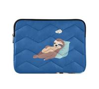 Zipper Laptop Messenger Bag, Case Sleeve Suitable for 15 in to 16 in Notebook Bag, Shoulder Strap Tablet Briefcase Print Sloth Lie Down On Blue