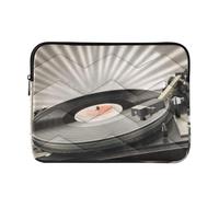 Zipper Laptop Messenger Bag, Case Sleeve Suitable for 15 in to 16 in Notebook Bag, Shoulder Strap Tablet Briefcase Print Turntable Vinyl Record Player with Backlight