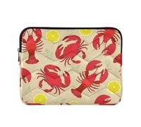 Zipper Laptop Messenger Bag, Case Sleeve Suitable for 15 in to 16 in Notebook Bag, Shoulder Strap Tablet Briefcase Print Lobster Crab with Lemon Dill Seamless
