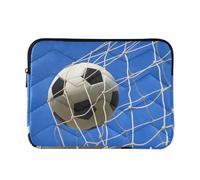 Zipper Laptop Messenger Bag, Case Sleeve Suitable for 15 in to 16 in Notebook Bag, Shoulder Strap Tablet Briefcase Print Blue Sky Flying Soccer Ball Net