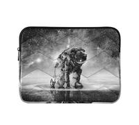 Zipper Laptop Messenger Bag, Case Sleeve Suitable for 15 in to 16 in Notebook Bag, Shoulder Strap Tablet Briefcase Print Astronaut Starting to Run Black Starry Galaxy Space