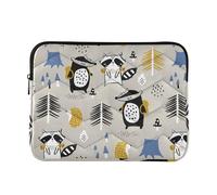 Zipper Laptop Messenger Bag, Case Sleeve Suitable for 15 in to 16 in Notebook Bag, Shoulder Strap Tablet Briefcase Print Tourist Raccoon Beaver in The Forest