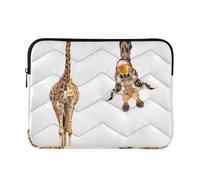 Zipper Laptop Messenger Bag, Case Sleeve Suitable for 15 in to 16 in Notebook Bag, Shoulder Strap Tablet Briefcase Print Cute Giraffe Looking for Its Head