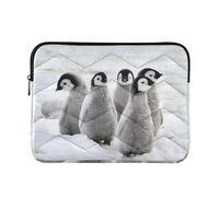 Zipper Laptop Messenger Bag, Case Sleeve Suitable for 15 in to 16 in Notebook Bag, Shoulder Strap Tablet Briefcase Print Emperor Penguin Chicks on The Snow in Antarctica