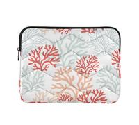 Zipper Laptop Messenger Bag, Case Sleeve Suitable for 15 in to 16 in Notebook Bag, Shoulder Strap Tablet Briefcase Print Red Pink Mint Corals Reef on The White