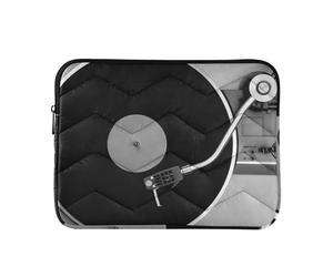 Zipper Laptop Messenger Bag, Case Sleeve Suitable for 15 in to 16 in Notebook Bag, Shoulder Strap Tablet Briefcase Print Vinyl Record on a Turntable Record Player Black White