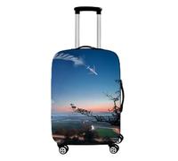 Zipper Luggage Protective Cover Aircraft Pattern Elastic Washable Luggage Dust Cover for 18-32 inch Trunk Case Airplane Travel Suitcase Covers Kid Adult Anti-Scratch Trolley Case Cover (Blue,L)