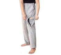 Zipper Patient Pants, Patient Care Clothes, Incontinence Pants Full Open Patient Care Clothes with Side Zipper, Inner Double Pockets, Can Place Urine Bag, Incontinence Pants for Patient Care(Grey,M)