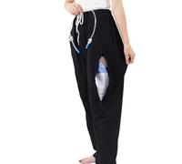 Zipper Patient Pants, Patient Care Clothes, Incontinence Pants Full Open Patient Care Clothes with Side Zipper, Inner Double Pockets, Can Place Urine Bag, Incontinence Pants for Patient Care(Black,XL)