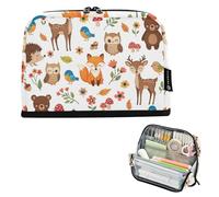 Zipper Pencil Case Large Pencils Pouch Pencil Bag Storage Classroom Pen Bag Boys Funny Back to School Adults Office Supply Colorful Deers Bears Animals White