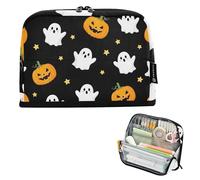Zipper Pencil Case Large Pencils Pouch Pencil Storage Bag Cute Pen Marker Bag for Girls Personalized Stationery Kids Back to School Supply Cute White Ghosts Halloween Black