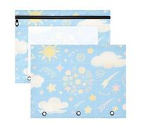 Zipper Pencil Pouches 3 Hole Paper Punch A4 Letter 2 Packs Home Teacher Starry Sky Wonders