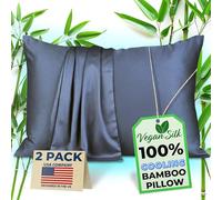Zipper Pillow Cases - 100% Viscose Bamboo Pillowcase 2-Pack Zip Up Cooling Zippered Pillow Cases Standard Size, Protector Cover