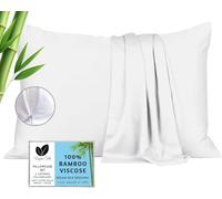 Zipper Pillow Cases - 100% Viscose Bamboo Pillowcase 2-Pack Zip Up Cooling Zippered Pillow Cases Standard Size, Protector Cover