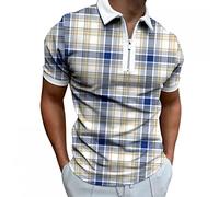 Zipper Polo Shirts for Men Short-Sleeve Aztec Print Polos Golf Shirts Summer Casual Slim Fit Tees Business Work Tops