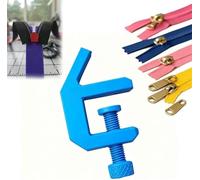 Zipper Pull Jig: Crafting Tool for Easy Zipper Assembly, Sewing Zippers Installation Tool, Zipper Repair Kit, Handy Zip Fastener Zippers Jig Helper Repair Kit Fixer for Pants Dresses Jackets (Blue)