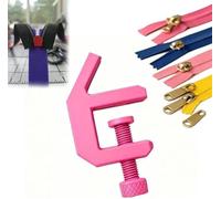 Zipper Pull Jig: Crafting Tool for Easy Zipper Assembly, Sewing Zippers Installation Tool, Zipper Repair Kit, Handy Zip Fastener Zippers Jig Helper Repair Kit Fixer for Pants Dresses Jackets (Pink)
