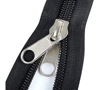 Zipper Pull Replacement, 1pcs 2m Nylon with 2pcs Double -Sided Slider, for DIY Sewing Big Mosquito Net Tent Fishing Bag(Black,10#)