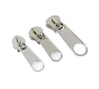 Zipper Pulls 100Pcs 3# 5# 8# Zipper Sliders for Nylon Resin Metal Zips Silver Zippers Slider Pull Luggage Tape Zip Puller(78-Silver,ForResin,No8-100Pcs)