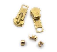 Zipper Repair Kit - #10 Heavy Duty YKK Brass Jacket Zipper Sliders with Top Stops Included - Choose Your Quantity - Made in The United States (5)