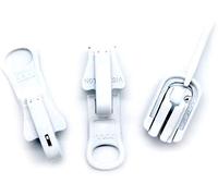 Zipper Repair Kit - #5 YKK Vislon Reversible Fancy Sliders - Choose Your Color - (3 Sliders Per Pack & 6 Top Stops) Made in The United States (White)