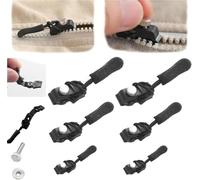 Zipper Repair Replacement Kit, 12 Pcs Universal Instant Zipper Fix Sliding Teeth Screw Head with 3 Different Sizes, Universal Zipper Repairer, Zip Slider Repair Instant Kit (6Pcs)