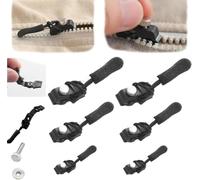 Zipper Repair Replacement Kit, Universal Instant Zipper Fix Sliding Teeth Screw Head with 3 Different Sizes, for Coats, Jacket, Luggage, Zippers Fasteners (6pcs)