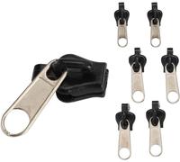 Zipper Replacement, 6Pcs Black Fasteners Fix Zip Puller Zipper Repair Kit Replacement Zip Slider Teeth Zippers, Replacement Zipper, Fix a Zipper,Sewing Notions and Supplies Zipper Slider