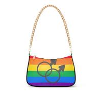 Zipper Shoulder Handbag Aesthetic Male Gay Pride Flag Designer Handbag Designer Womens Casual Purse Hobo with Chain Strap