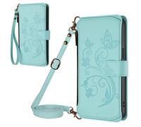 Zipper Wallet Case Compatible with Samsung Galaxy A73 Embossed PU Leather Sleeve Folio Case Magnetic Protective Zipper Cover Glirls Armor with Stand,5 Card Slots + 1 pcs Wrist Strap,Blue