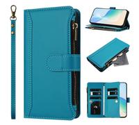 Zipper Wallet Case Compatible with Xiaomi Poco M7 4G, Premium Handmade PU Leather Xiaomi Poco M7 4G Phone Cases Card Slots Magnetic Closure Pocket Kickstand with Hand Strap