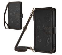 Zipper Wallet Case for Cricket Magic 2 5G/AT&T Propel 2 5G PU Leather Flip Phone Case Pocket with Wristlet Magnetic Closure Kickstand TPU Shockproof Lightweight Flip Fold Stand Cover