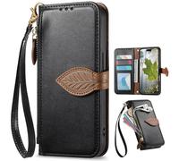 Zipper Wallet Case for Samsung Galaxy S26 Pro, Hand Strap, Kickstand, Tree Leaves Patterns Flip Folio Book Covers for Samsung Galaxy S26 Pro-Black