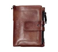 Zipper Wallets for Men | Real Cowhide Leather Cards Wallet for Men - Anti-Theft Buckle Closure Vertical -Wallet Multiple Card- Slots