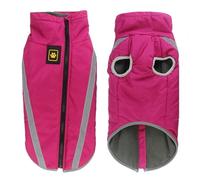 Zipper Winter Warm Fleece Lined Large Dog Coat Waterproof Reflective Shepherd Bulldog Labrador Golden Retriever Jacket,Rose Red,2XL