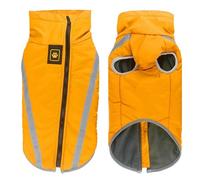 Zipper Winter Warm Fleece Lined Large Dog Coat Waterproof Reflective Shepherd Bulldog Labrador Golden Retriever Jacket,Yellow,4XL