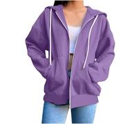 Zipper Women Hoodies with Pocke Casual Comfy Long Sleeve Sweatshirt Women's Lightweight Sweatshirt Casual Loose Trendy Puff Long Sleeve Tops Ladies Plus Size Hooded Sweatshirt Sport Coat