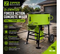 Zipper Forced Action Pan Mixer ZI-ZWM120 120L 1100W Concrete Resin Screed 240V