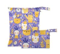 zippered bags for wet 2 Pack diaper bag essential items with handles for yoga, bathing (Purple Cute Cartoon Chicks)