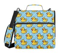 Zippered Binder Bag with Handle Laege Capacity 1.5 Inch 3 Ringing Portfolio Binder Bag School Supplies Organizer Yellow Ducks in The Water