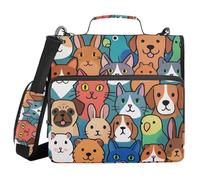 Zippered Binder Bag with Shoulder Strap Easy to Carry 1.5 Inch 3 Ringing Pencil Case Portfolio Binder Home Travel Cards Storage Container Adorable Pets