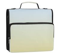 Zippered Binder Organizer Elegant Blue Pale Goldenrod Gradient 1.5 Inch Binders 3 Ring Heavy Duty Basic School Binders Bag with Shoulder Strap Storage Portfolio Case with Handle