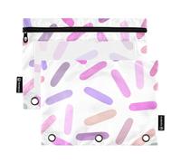 Zippered Binder Pouches with Clear Window Peach and Purple Polka Dots Large Zippered Pencil case Large and Sturdy Pockets 3 Hole Punched for Storing School Office Supplies Multicolored 2 PCS