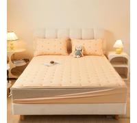 Zippered Deep-Pocket Mattress Cover Breathable Elasticized Fitted Skirt Machine-Washable Comfort Fitted Sheet Noiseless Smooth Fabric Wrinkle-Free Bedding Protector-Yellow||120x200cm/(47.2"x78.7")