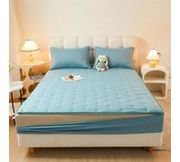 Zippered Deep-Pocket Mattress Cover Breathable Elasticized Fitted Skirt Machine-Washable Comfort Fitted Sheet Noiseless Smooth Fabric Wrinkle-Free Bedding Protector-Blue.||180x200cm/(70.8"x78.7")