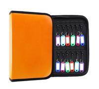 Zippered Key Case, Key Organizer, Fireproof and Waterproof Key Binder with 24 Hooks and Tags Portable Key Storage Book for Offices Real Estate Agencies Hotels and Rental Management
