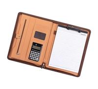 Zippered Leather Business Conference Folder with 12-Digit Calculator, Notepads & Clipboard SEIBES Mappe Organiser Zippered Resume Organiser Professional Clipboard Folder with Calculator Executive